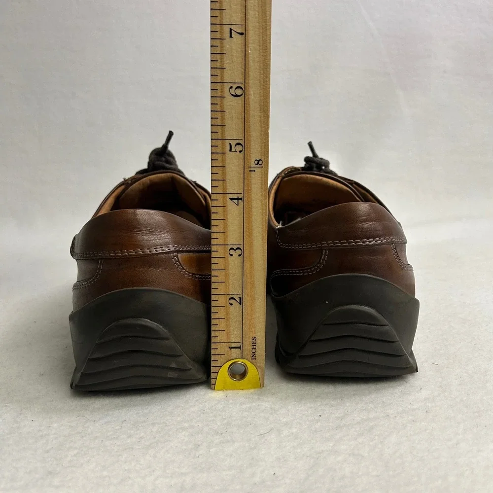 Business Casual Kenneth Cole Mens 9.5 Brown Leather Stitched Pleat Oxford Shoes‎